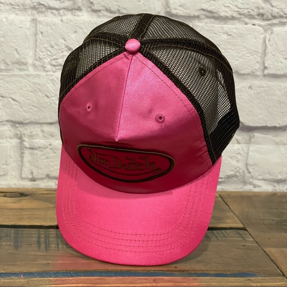 VON DUTCH Kustommade Originals NWOT Pink Satin Trucker Snapback Hat Cap - Picture 7 of 10